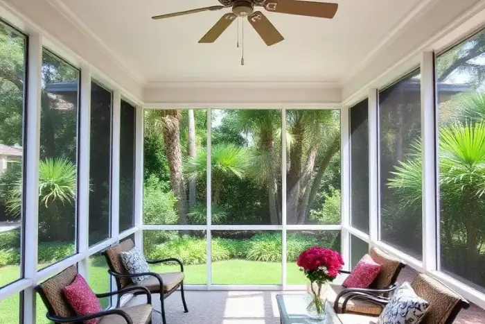 Front Porch Enclosure - Bronze frame front entry screen. in Jacksonville, FL