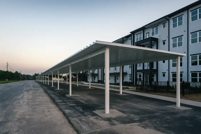 Double Carport - Attached aluminum carport protecting two vehicles. in Lakeland, FL
